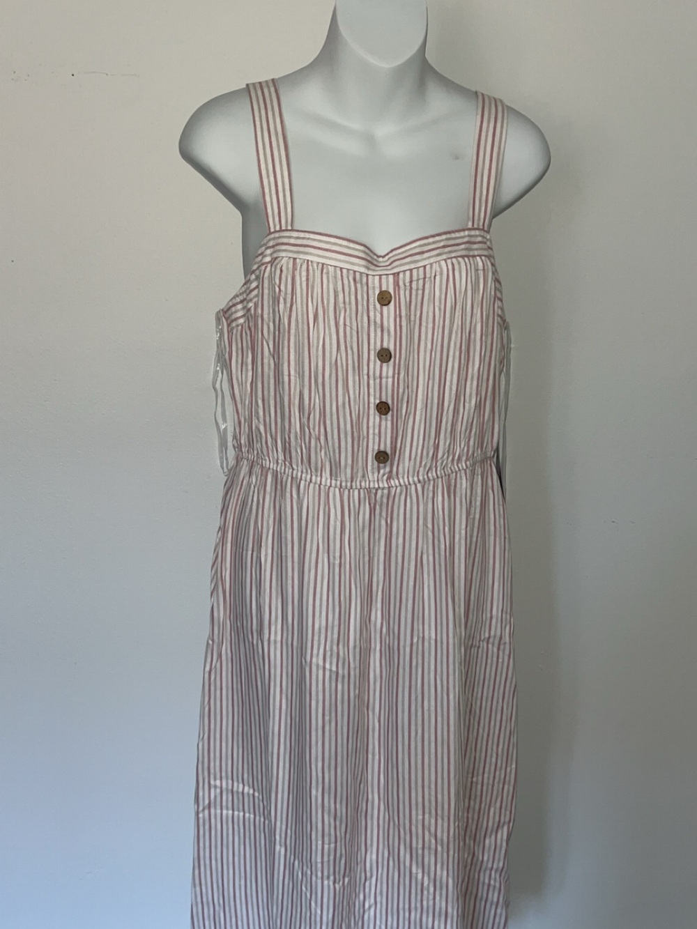 Striped Pink Cotton Sundress with Button Front